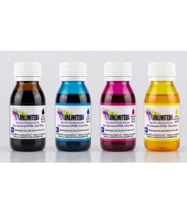 Tintas Kit CMYK 60ml x 4 Colores Unlimited Ink (Compatible con Impresoras EPSON)